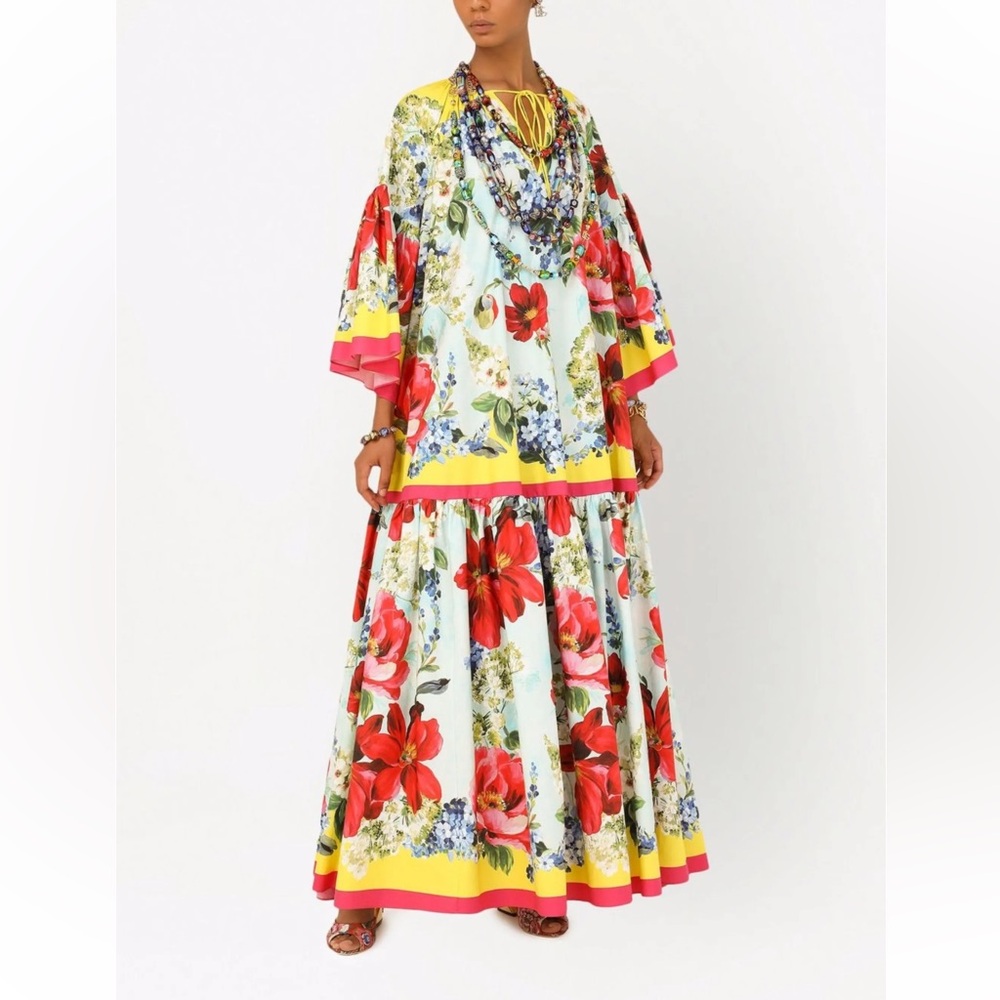Dolce & Gabbana Red and Yellow kaftan Dress IT 36 New tags